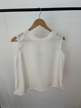 Vintage Sleeveless White Sleeveless Tank Top Blouse